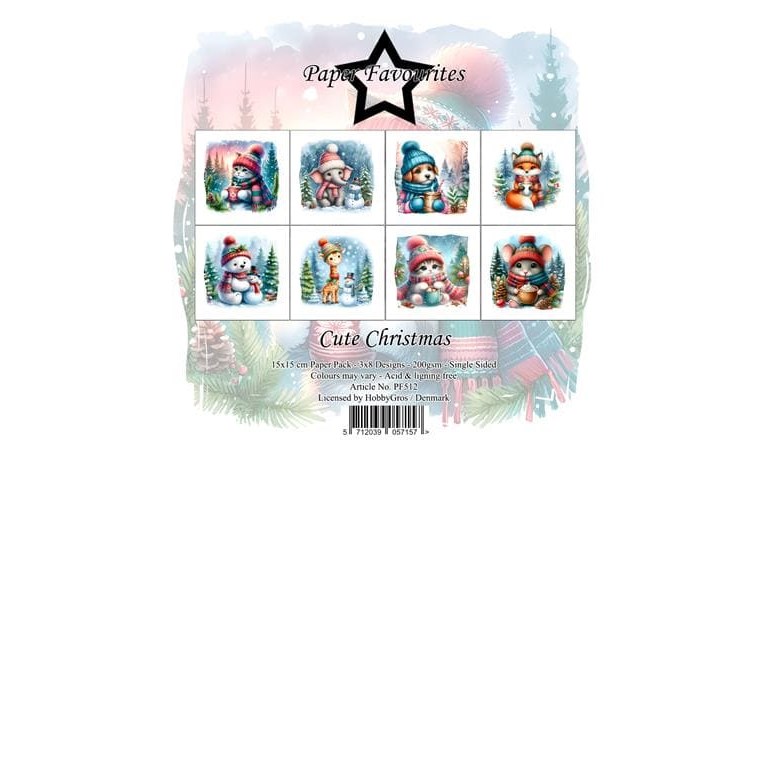 Scrapbookingpapper - 15x15cm - Cute Christmas