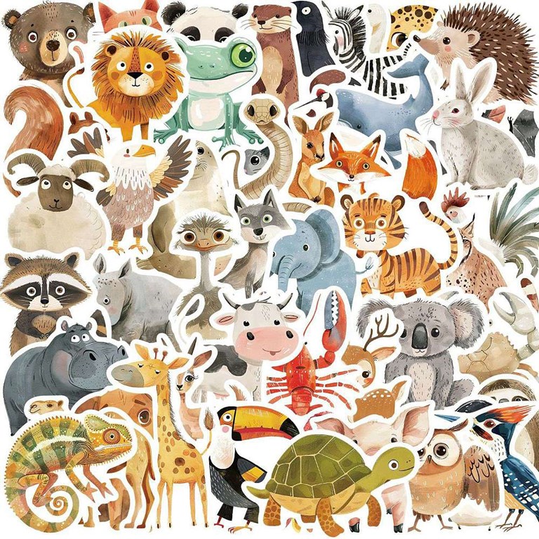 Stickers - Djurmix - 50st