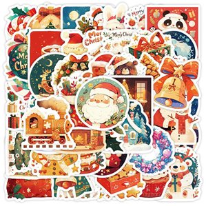 Stickers - Julmix med vit kant - 50st