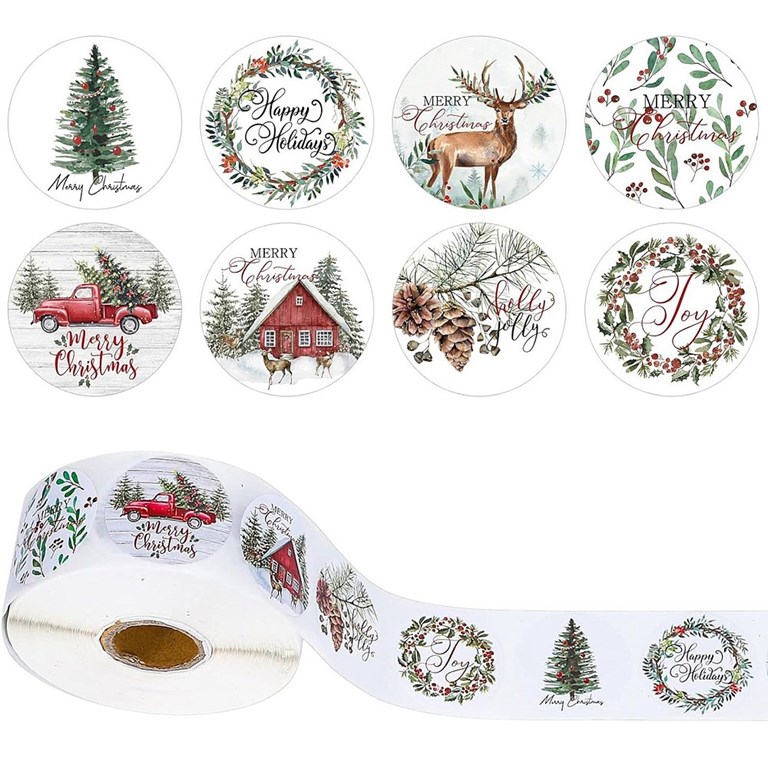 Stickers på rulle - Julmotiv - 500st