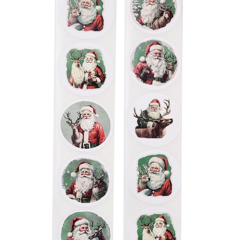 Stickers på rulle - Tomte med ren - 500st