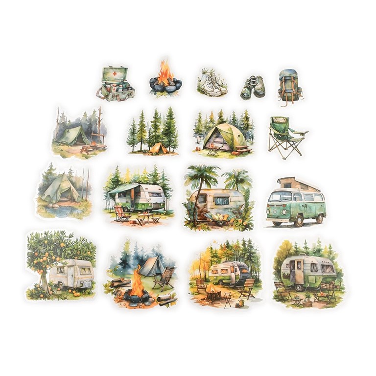 Stickers - Clear - Campingliv - Gröna  toner - 20st