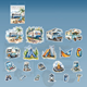 Stickers - Clear - Campingliv - Blå  toner - 20st