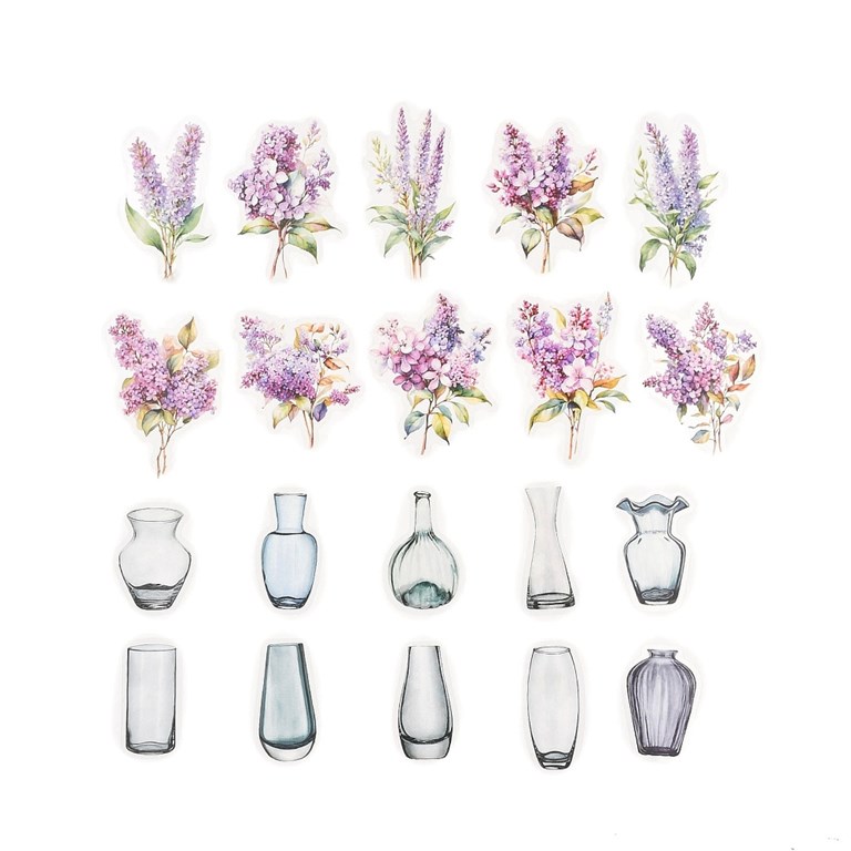 Stickers - Clear - Blombuketter &  Vaser - 20st