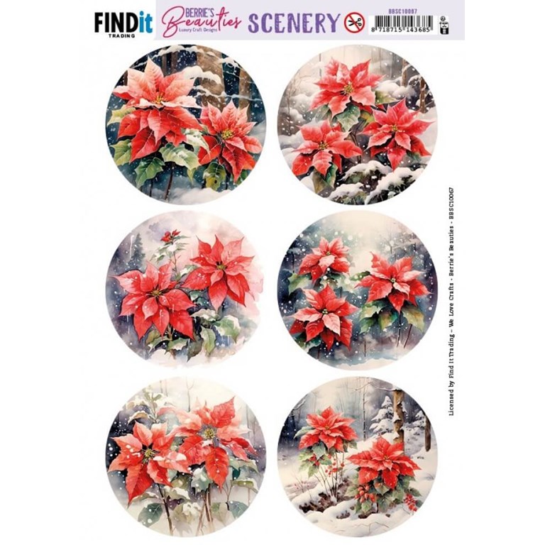 Push Out Scenery - Poinsettia - Round