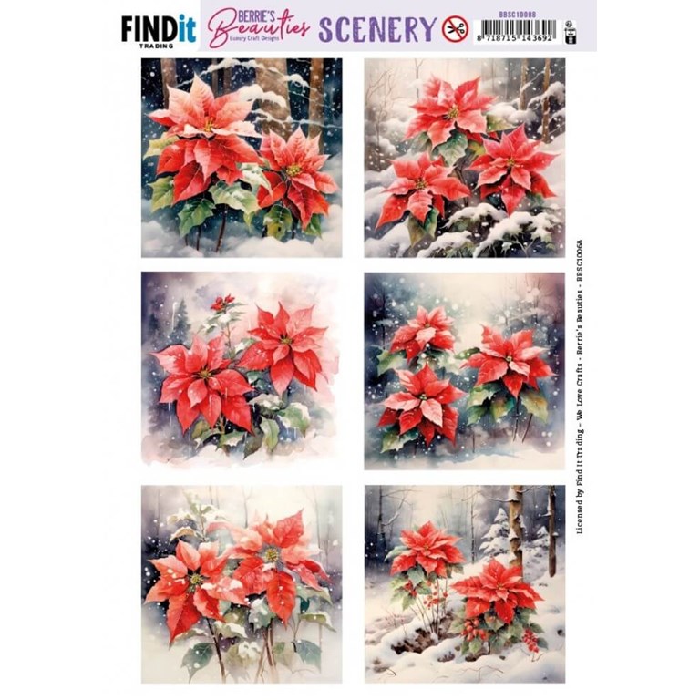 Push Out Scenery - Poinsettia - Square