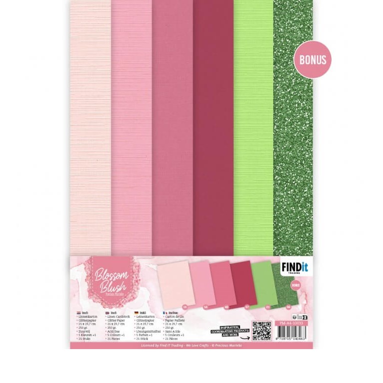 Cardstock - Mixade färger - A4 - Blossom Blush
