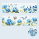 Stickers på rulle - Bård - Blå hortensior