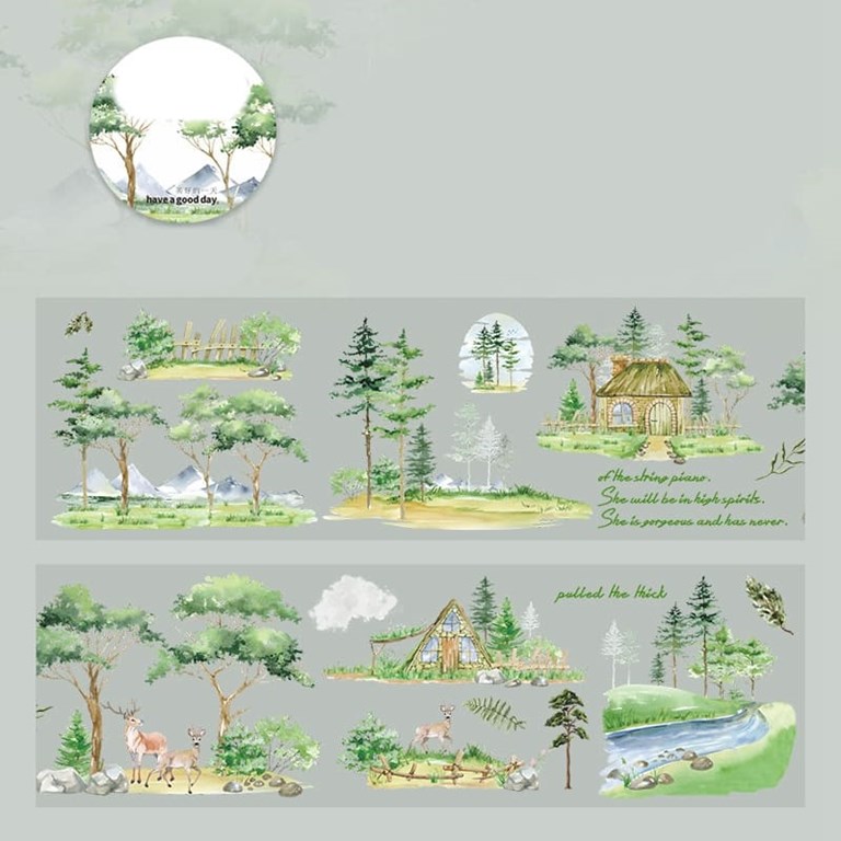 Stickers att klippa ut - Natur, gröna barrträd