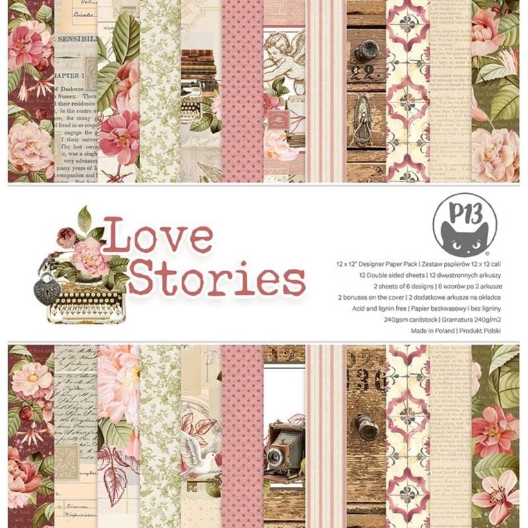Scrapbookingpapper - 30x30 cm - Love Stories