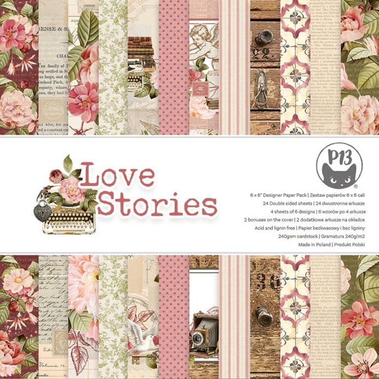 Scrapbookingpapper - 15x15 cm - Love Stories
