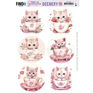 Push Out Scenery - Kitten in cup - Round