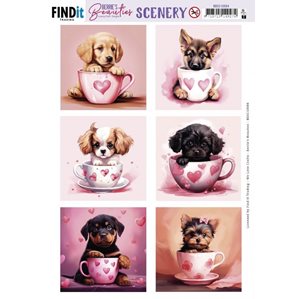 Push Out Scenery - Puppy in cup - Square
