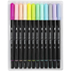 Dual Tip Brush Pens - Akvarellpennor pastell - 12st