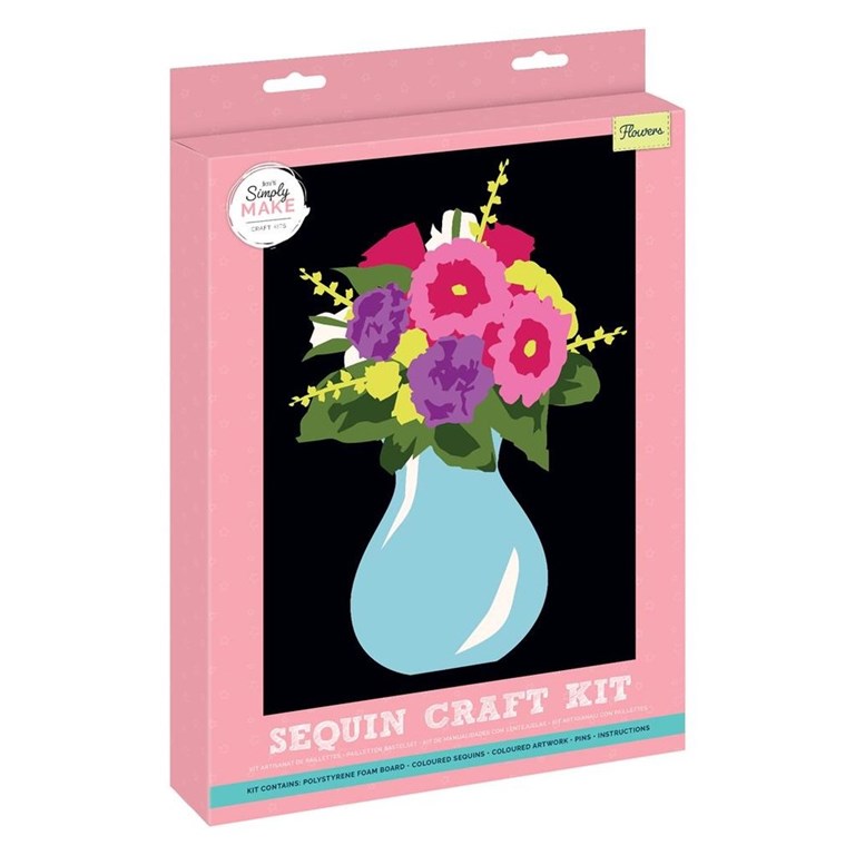 Paljettavla - DIY - Pyssel för vuxna - Blommor i vas