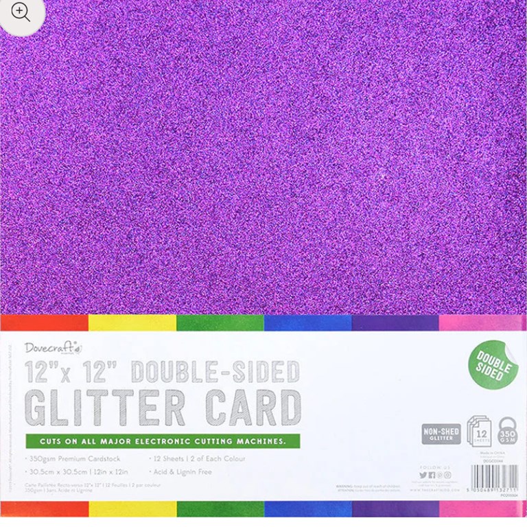 Double Sided Bumper Glitter Pack - 30x30cm - Brights - 350gsm - 12st