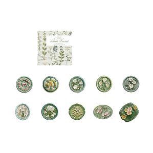 Stickers - Sigill - Gröna med blommor - 20st