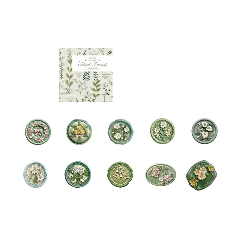 Stickers - Sigill - Gröna med blommor - 20st
