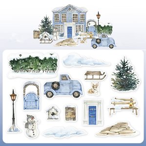 Stickers - Clear - Utanför huset - Blå vinter