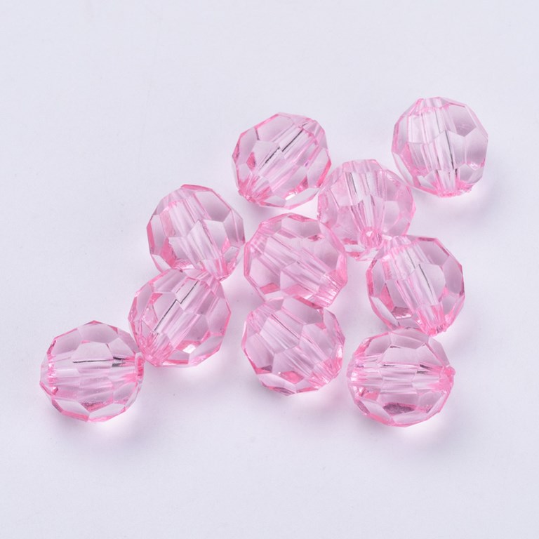 Akrylpärlor - Facett - 6mm - Ljusrosa - 400st