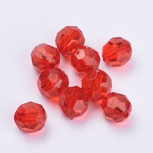Akrylpärlor - Facett - 6mm - Röda - 400st