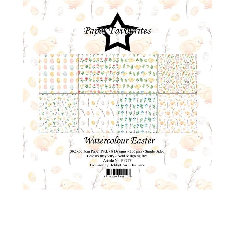 Scrapbookingpapper - 30x30cm - Watercolour Easter