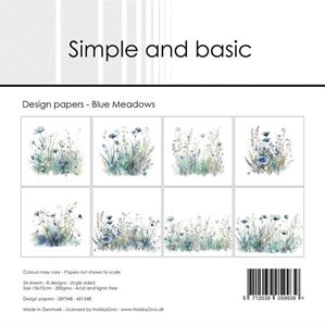 Scrapbookingpapper - 15x15cm - Blue Meadows