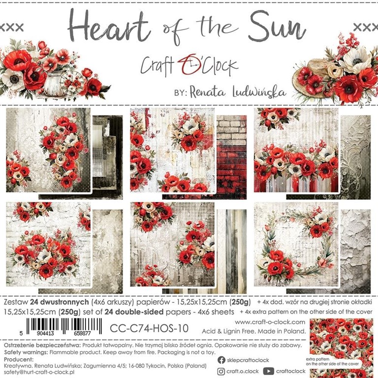 Scrapbookingpapper - 30x30cm - Heart of the Sun