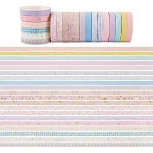Washitejp - Paket med 20st rullar - 7mm bred - Blommigt