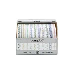 Washitejp - Paket med 10st rullar - Bårder - Färgmix