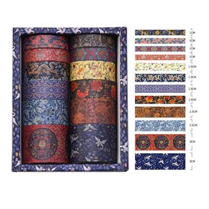 Washitejp - Paket med 12st rullar - Orientalisk färgmix