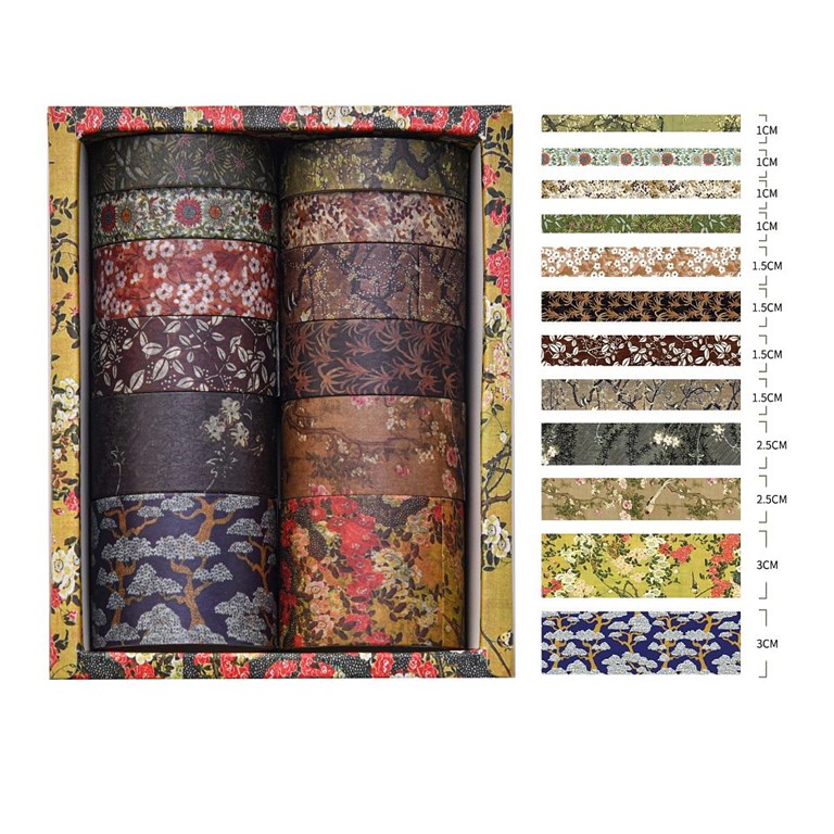 Washitejp - Paket med 12st rullar - Blommiga