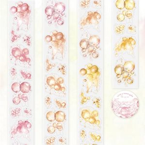 Stickers på rulle - Clear - Rosa, Coffee & Gula - Färgbubblor