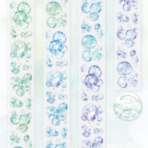 Stickers på rulle - Clear - Blå, Grön & Lila - Färgbubblor