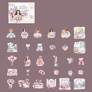Stickers - Clear - Rosa & blå kärlek