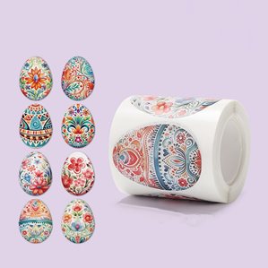 Stickers på rulle - Färgglada Påskägg - 200st