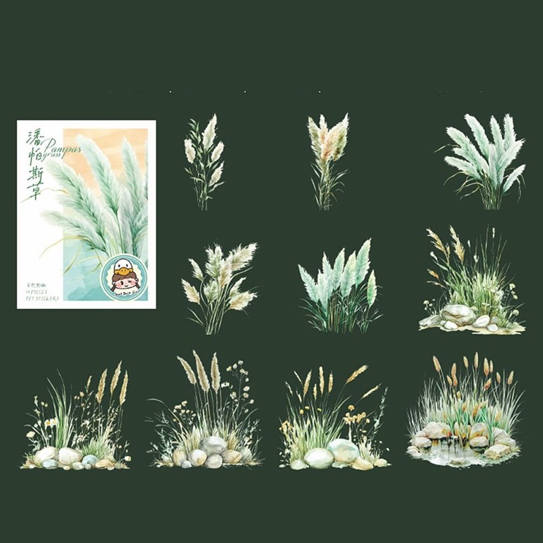 Stickers - Clear - Vass - Pampas - Grön