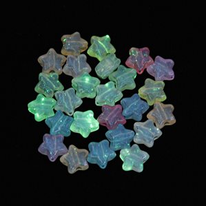 Akrylpärlor -  Självlysande  - Stjärnor - 10mm - 100st