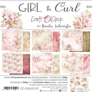 Paper pack - Girl & Curl mönstrade ark  - 20x20cm
