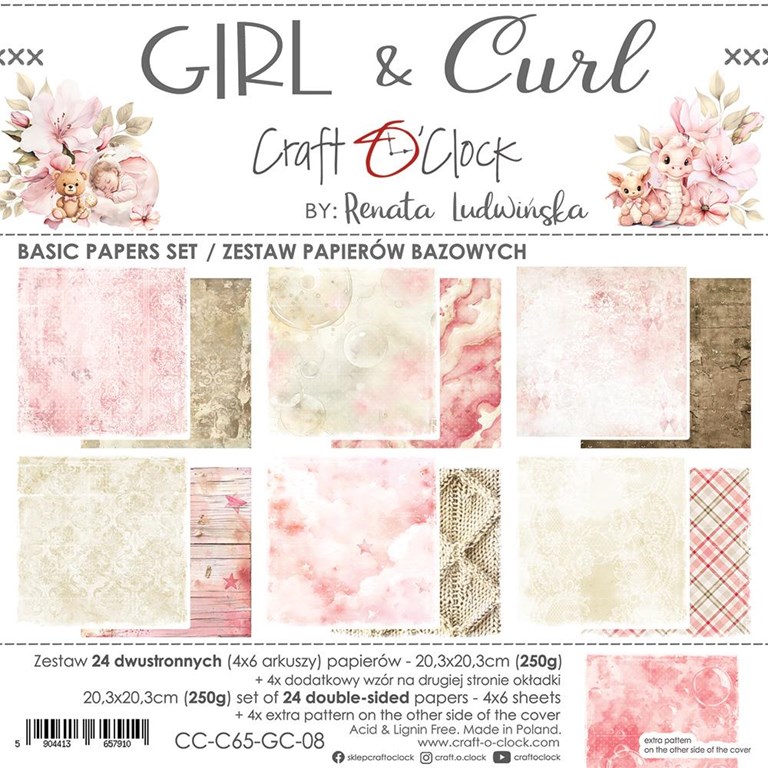 Paper pack - Girl & Curl - 20x20cm