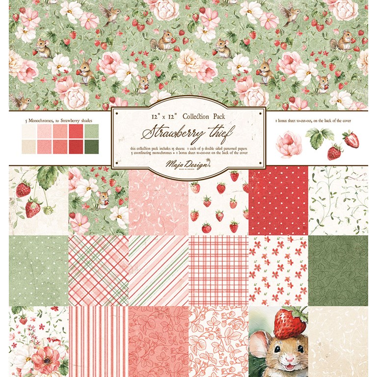 Maja Design - Strawberry thief - Hel kollektion - 30x30cm - 15st ark