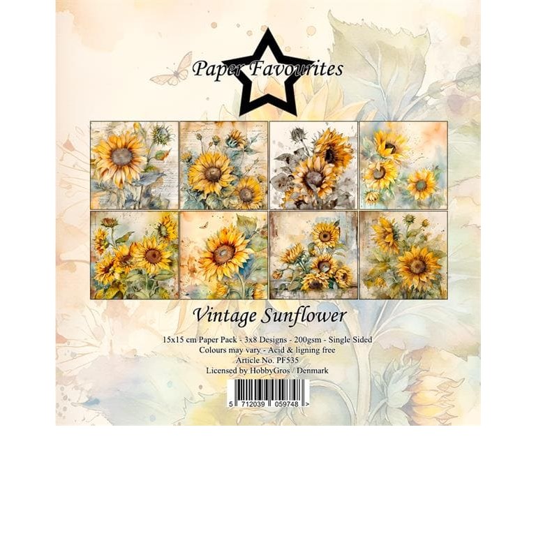 Scrapbookingpapper - 15x15cm - Vintage Sunflower