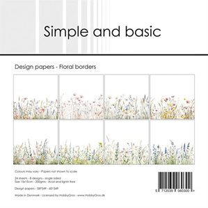 Scrapbookingpapper - 15x15cm - Floral Borders