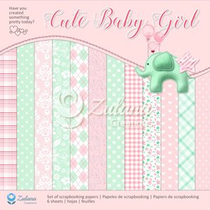 Scrapbookingpapper - 30x30cm - Cute Baby Girl