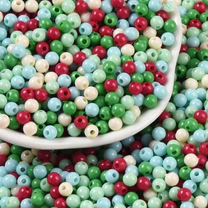 Akrylpärlor - Pärlmix - 4mm - 600st - Julfärger