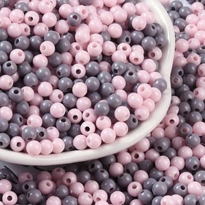 Akrylpärlor - Pärlmix - 4mm - 600st - Rosa & Grå