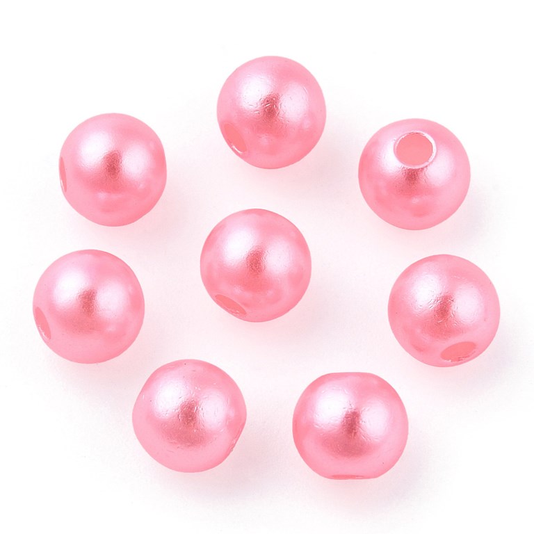 Akrylpärlor med pärlemoryta - 6mm - 250st - Rosa