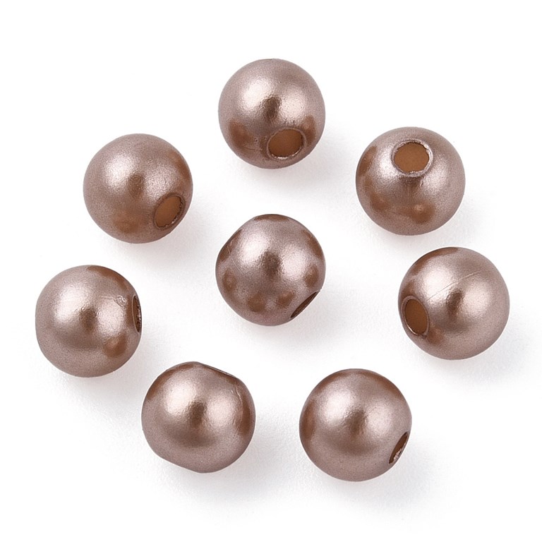 Akrylpärlor med pärlemoryta - 6mm - 250st - Light Coffee