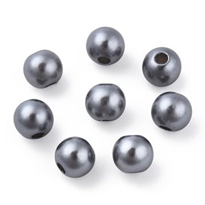 Akrylpärlor med pärlemoryta - 6mm - 250st - Mörk grå