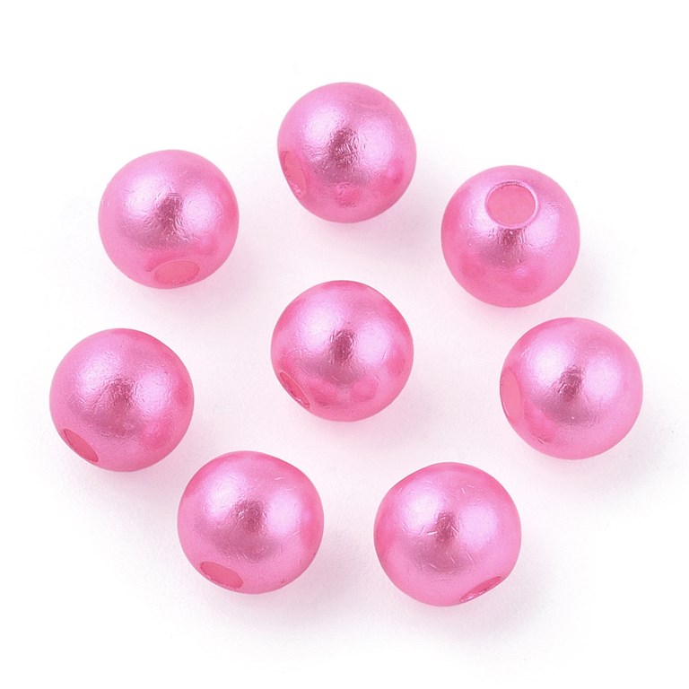 Akrylpärlor med pärlemoryta - 6mm - 250st - Klar rosa